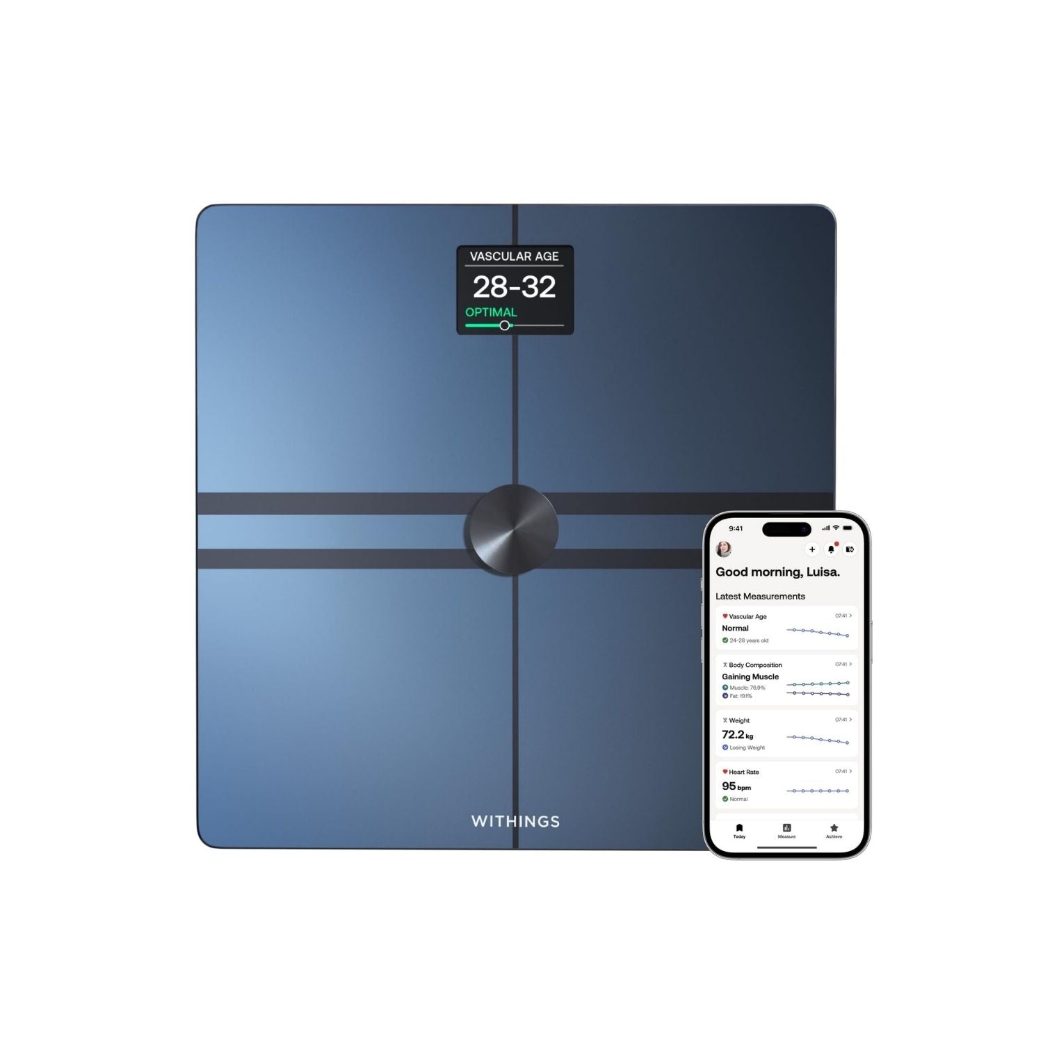 Withings Body Comp Smart Scale with Complete Body Analysis, Heart Health Tracking & Wi‑Fi/Bluetooth Sync